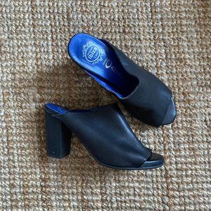 Jeffrey Campbell Ibiza black leather mule heels